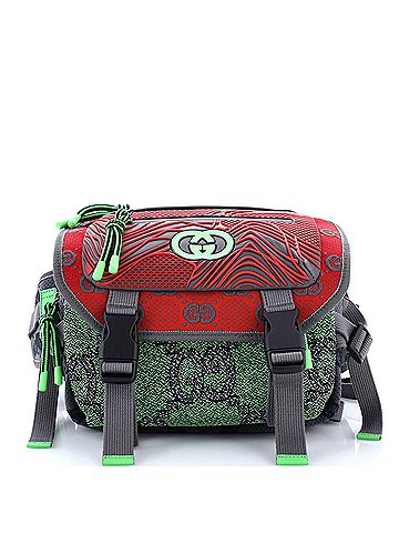 Gucci Buckle Flap Chest Strap Backpack GG Fabric with Rubber (view 1)