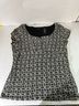 Axcess 100% Nylon 100% Polyester Floral Black White Short Sleeve Blouse Size L - photo 4