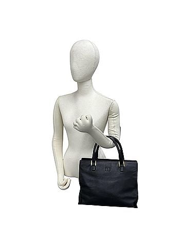 Loewe LOEWE Vintage Anagram Logo Embossed Leather Tote Bag Handbag Black 20085 (view 2)