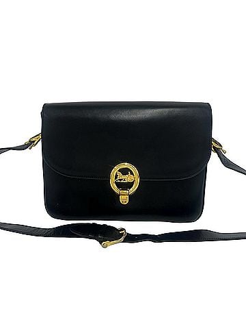 Céline CELINE Vintage Horse Carriage Logo Leather Shoulder Bag/Pouch, Black, 31707 (view 1)