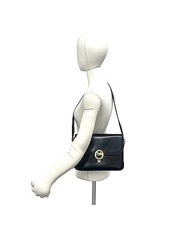 Céline CELINE Vintage Horse Carriage Logo Leather Shoulder Bag/Pouch, Black, 31707 (view 2)