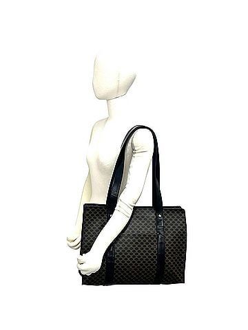 Céline CELINE Vintage Macadam Blazon Logo Pattern Leather Tote Bag Semi-Shoulder Black 22151 (view 2)