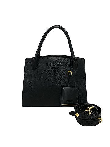 Prada PRADA Monochrome Logo Hardware Saffiano Leather Genuine 2-way Handbag Shoulder Bag Black 35192 (view 1)