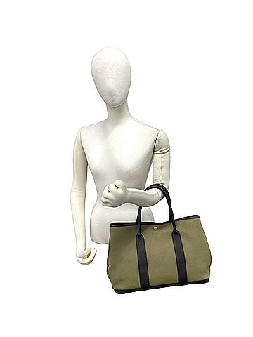 Hermès HERMES Garden Party PM Toile Officier Buffle Handbag Tote Bag Khaki Nicotine 16089 (view 2)