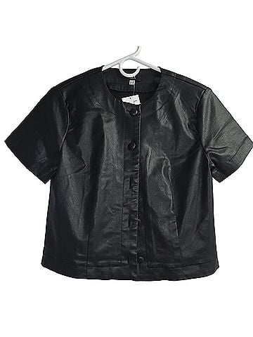 Kut from the Kloth Kut Coated Top Short Sleeve Button-Down Shirt (view 2)