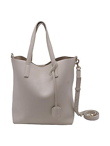 Saint Laurent Saint Laurent N/S Shopping Tote in Beige Leather (view 1)