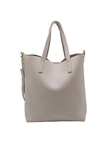 Saint Laurent Saint Laurent N/S Shopping Tote in Beige Leather (view 2)