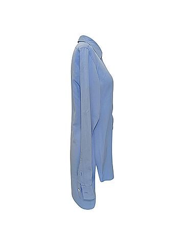 Victoria Beckham Victoria Beckham Logo-Embroidered Blouse in Blue Silk (view 2)