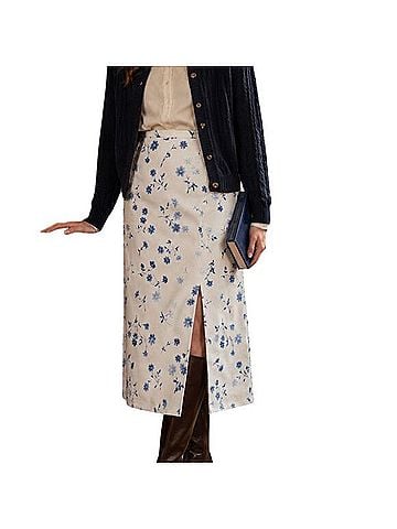 Pendleton Blue Floral Cottagecore Midi Casual Skirt (view 1)