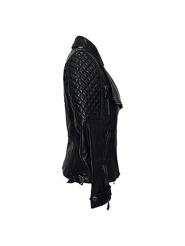Burberry Burberry Quilted Accent Biker Jacket in Black Lamb Leather (view 2)