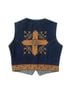 Valencia 100% Cotton Solid Blue Brown Vest Size M - photo 7
