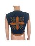 Valencia 100% Cotton Solid Blue Brown Vest Size M - photo 2