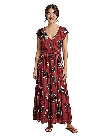 Free People V-Neck Floral Tie-Waist Maxi Dress Casual Dress (view 1)