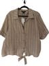 Sanctuary 100% Linen Stripes Tan Short Sleeve Button-Down Shirt Size 2X - photo 1