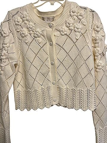 Caroline Constas pointelle floral knit button front sweater Cardigan (view 1)