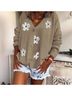 Amazon Basics 100% Polyester Floral Tan Brown Cardigan Size L - photo 3