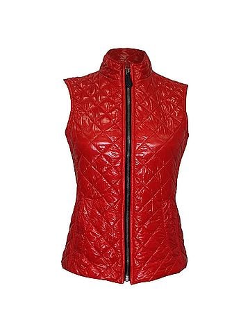 Burberry Burberry Quilted Zip-Up Down Vest in Red Polyamide (view 1)