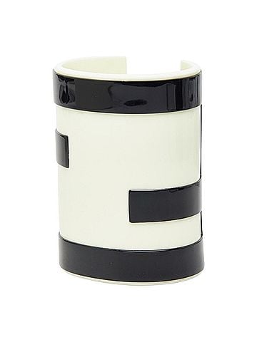 Fendi Fendi FF Logo Bracelet Bangle White Ivory Black Plastic Women's FENDI (view 1)