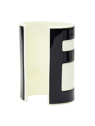 Fendi Fendi FF Logo Bracelet Bangle White Ivory Black Plastic Women's FENDI (view 2)