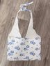 Hollister Floral White Blue Sleeveless Top Size M - photo 5