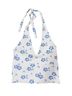Hollister Floral White Blue Sleeveless Top Size M - photo 2