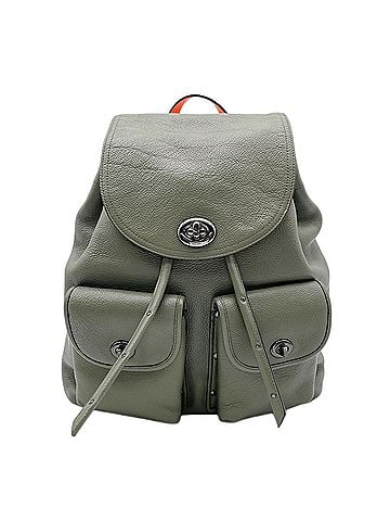 Coach COACH Turnlock Drawstring Backpack Pebble 36448 Leather Khaki Men's and Women's (view 1)