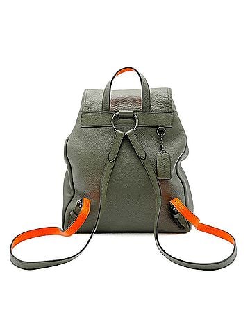 Coach COACH Turnlock Drawstring Backpack Pebble 36448 Leather Khaki Men's and Women's (view 2)