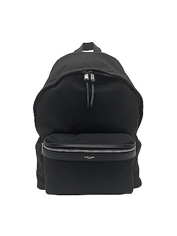 Yves Saint Laurent YVES SAINT LAURENT City Backpack with Logo, Canvas &amp; Leather, Black, Men's Women's (view 1)