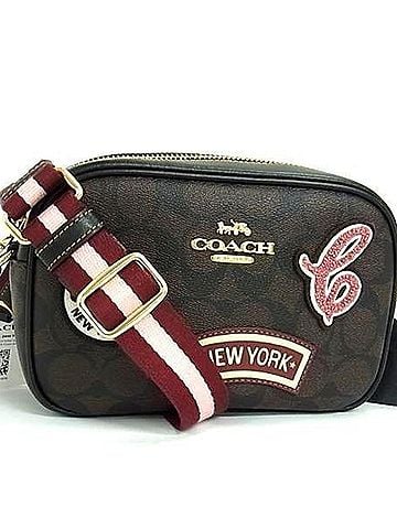 Coach COACH Shoulder Bag, Jamie Mini Camera Bag CF455, Brown/Black PVC Leather, Women's (view 1)