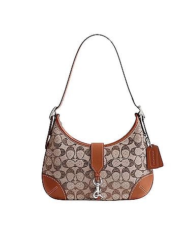 Coach Coach Hamptons Medium Crystal Signature Jacquard Hobo Bag Leather Shoulder Bag (view 1)