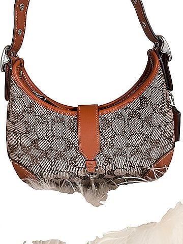 Coach Coach Hamptons Medium Crystal Signature Jacquard Hobo Bag Leather Shoulder Bag (view 2)