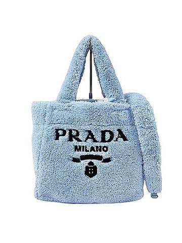 Prada PRADA Shearling Mini Tote Handbag 1BG447 Blue Pile Women's Shoulder Bag (view 1)
