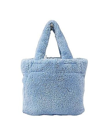 Prada PRADA Shearling Mini Tote Handbag 1BG447 Blue Pile Women's Shoulder Bag (view 2)