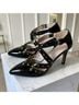Adrienne Vittadini 100% Patent Leather Black Gold Heels Size 7 1/2 - photo 9