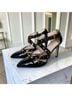 Adrienne Vittadini 100% Patent Leather Black Gold Heels Size 7 1/2 - photo 6