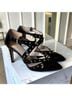 Adrienne Vittadini 100% Patent Leather Black Gold Heels Size 7 1/2 - photo 5