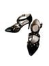 Adrienne Vittadini 100% Patent Leather Black Gold Heels Size 7 1/2 - photo 1
