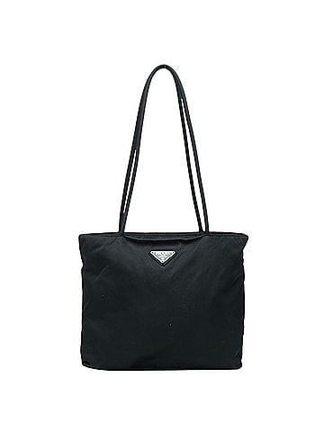 Prada Prada Triangle Logo Plate Tote Bag Shoulder Black Nylon Women's PRADA (view 1)