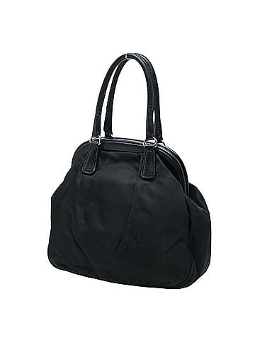 Prada Prada Triangle Logo Plate Evening Heart Handbag Black Nylon Leather Rhinestone Women's PRADA (view 2)