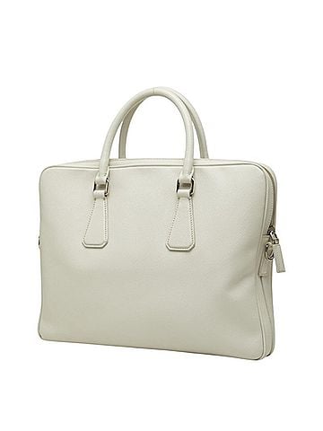 Prada Prada Triangle Logo Plate Handbag Business Bag Briefcase White Saffiano Leather Women's PRADA (view 2)
