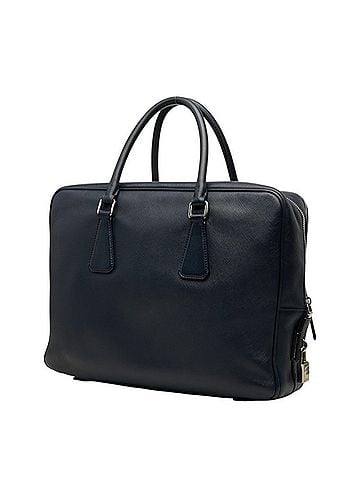Prada Prada Triangle Logo Plate Business Bag Briefcase Navy Saffiano Leather Men's PRADA (view 2)