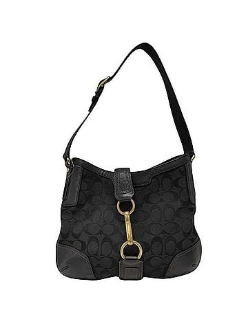 Coach COACH Signature Handbag 11058 Black Canvas Leather Women's (view 1)