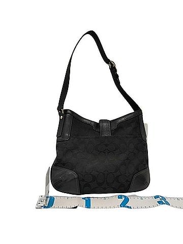 Coach COACH Signature Handbag 11058 Black Canvas Leather Women's (view 2)