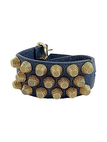 Balenciaga BALENCIAGA Bracelet, Blue Leather, Metal, Studs, Men's &amp; Women's (view 1)