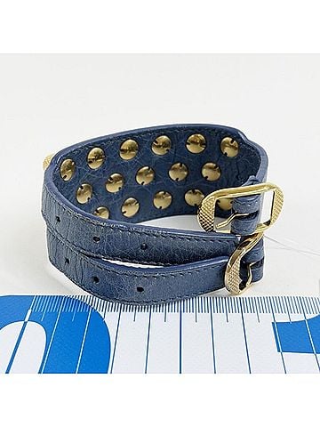 Balenciaga BALENCIAGA Bracelet, Blue Leather, Metal, Studs, Men's &amp; Women's (view 2)