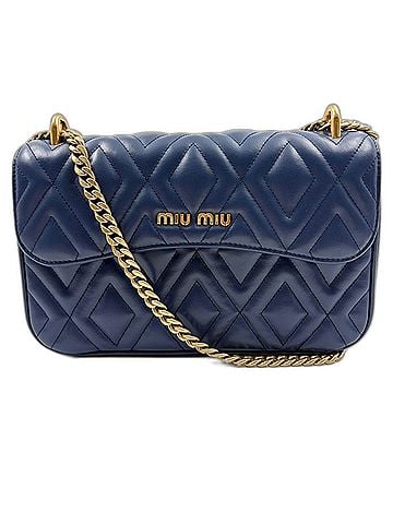 Miu Miu Miu Miu Miu Matelassé Handbag Shoulder Bag Blue (view 1)