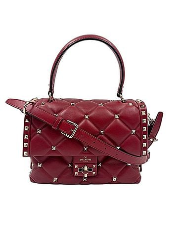 Valentino VALENTINO Canvas Studded Handbag Shoulder Bag Red (view 1)