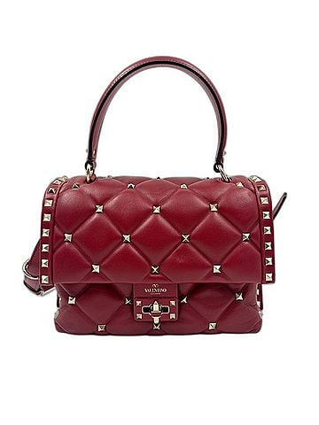 Valentino VALENTINO Canvas Studded Handbag Shoulder Bag Red (view 2)