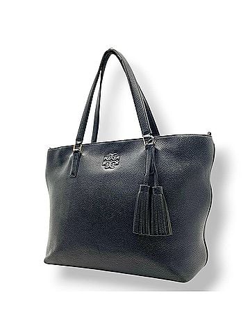 Tory Burch TORY BURCH Thea Tote Bag, Shoulder Handbag, Strap, Shrink Leather, Black, Tassel Charm, Embossed Logo, Women's S79 (view 1)