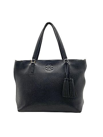 Tory Burch TORY BURCH Thea Tote Bag, Shoulder Handbag, Strap, Shrink Leather, Black, Tassel Charm, Embossed Logo, Women's S79 (view 2)